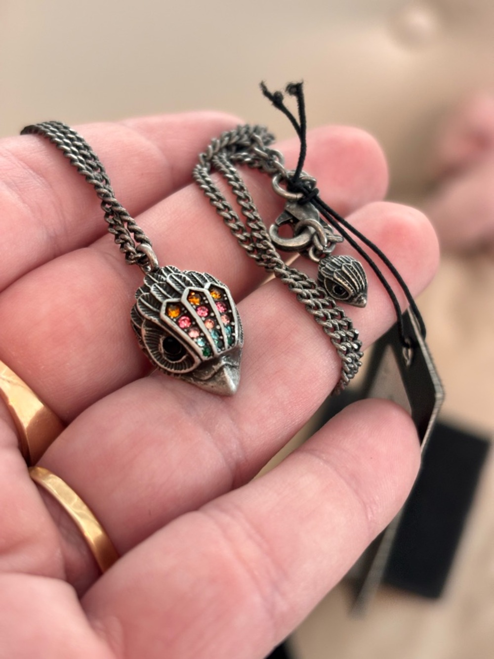 Kurt Geiger London Silver & Crystal Embellished Eagle Pendant Necklace NWT - Picture 6 of 7
